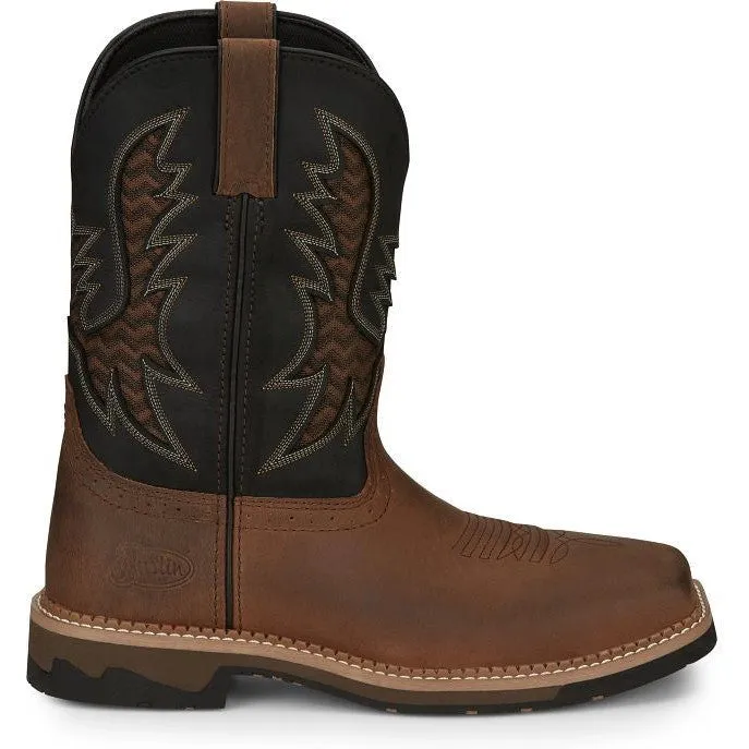 Justin Men's Bolt 11 Square Toe Western Work Boot - Brown - SE4112