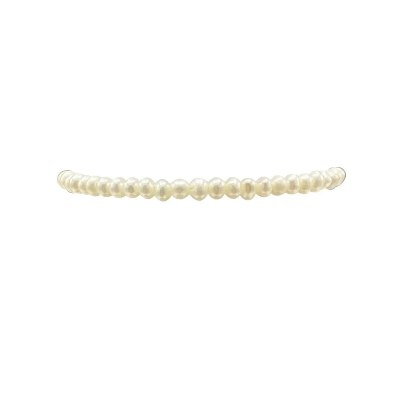 Karen Lazar  - 2 mm Yellow Gold Filled Bead Flex Bracelet with White Pearls Halfway