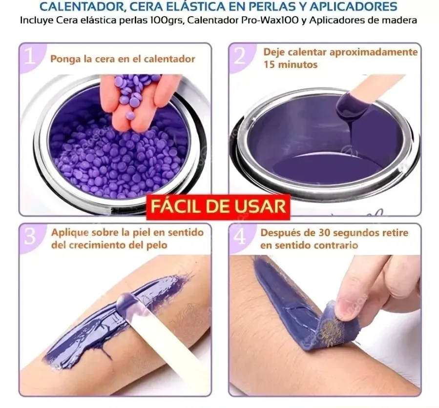 Kit x 3: Olla Calentadora de Cera Depiladora [Incluye Cera y Aplicadores]