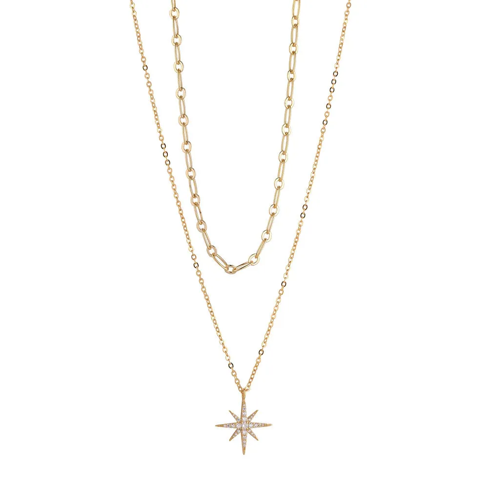 KNIGHT & DAY - White CZ Star Layered Necklace