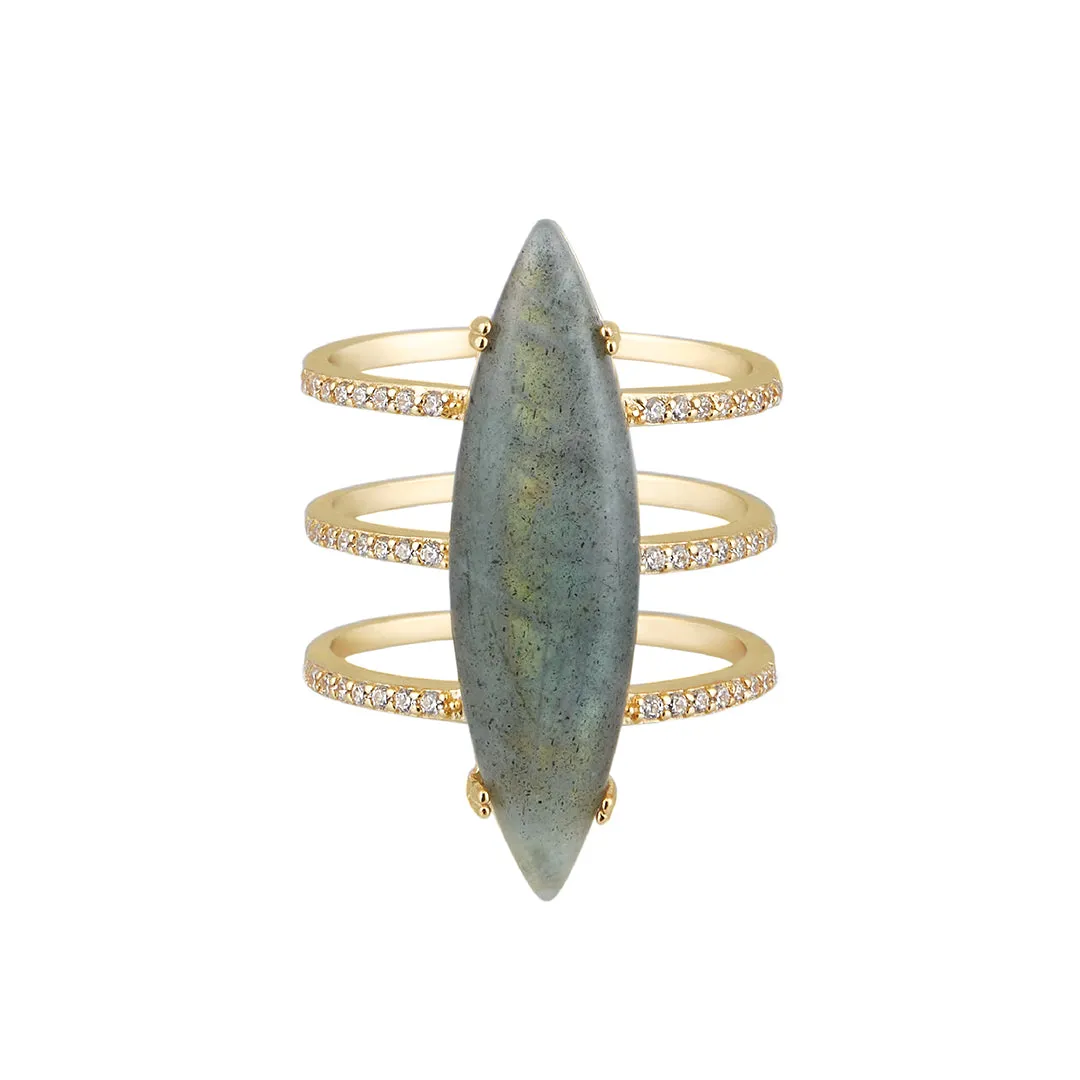 Labradorite Marquis Ring 14k gold vermeil