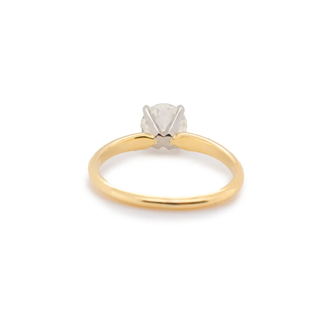 Ladies 18K Yellow Gold & Platinum Ladies Solitaire Lab-Grown Diamond Engagement Ring