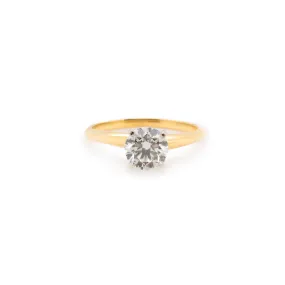 Ladies 18K Yellow Gold & Platinum Ladies Solitaire Lab-Grown Diamond Engagement Ring