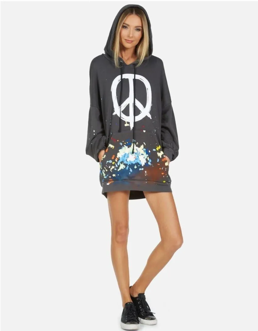 Lauren Moshi Desiree Brush Peace Hoodie Dress