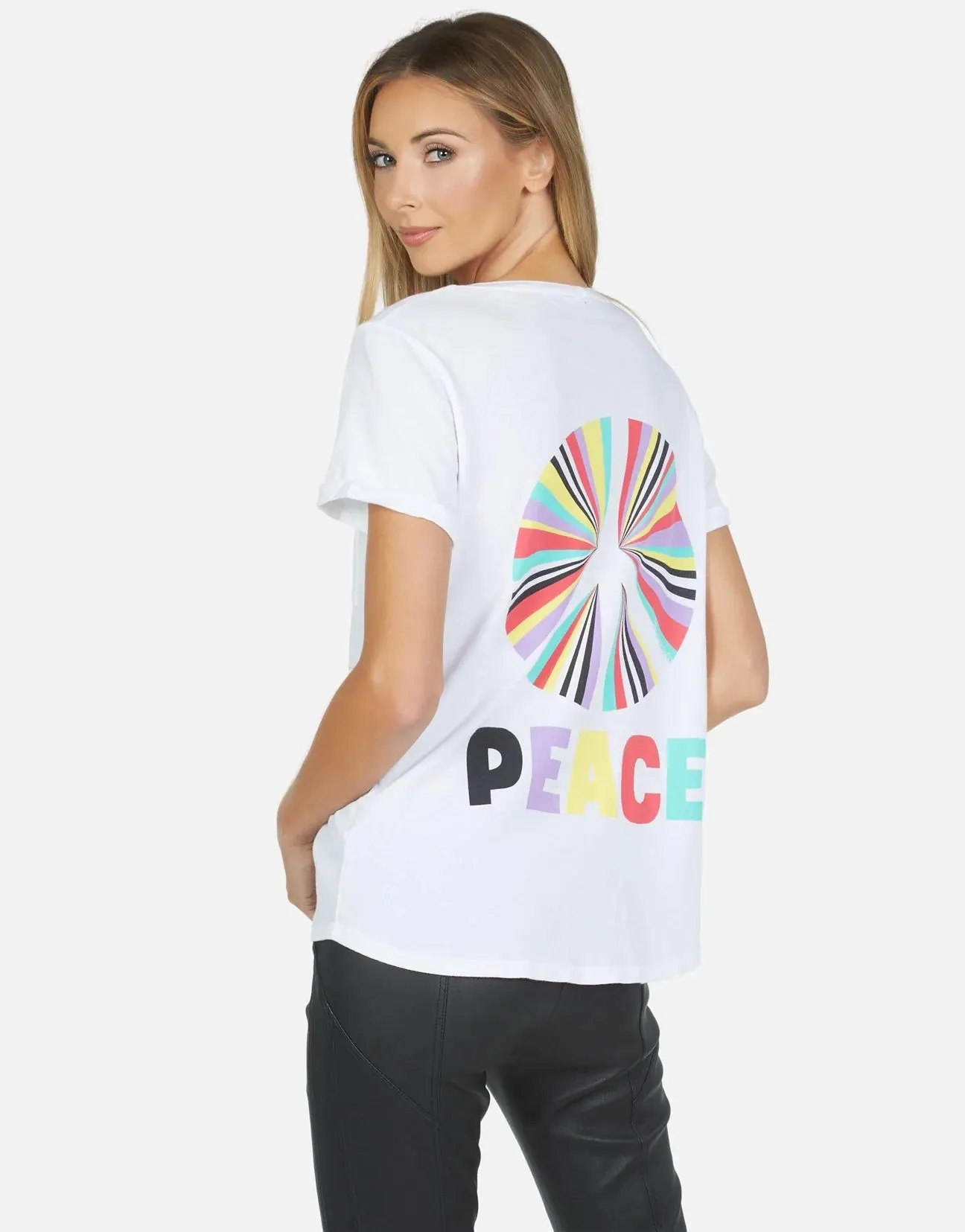 Lauren Moshi Iris Rainbow Ray Peace Oversized Tee