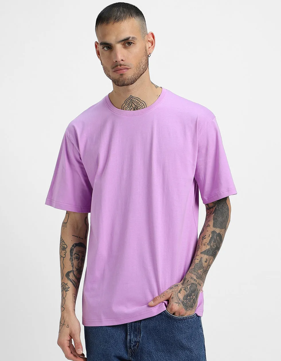 Lilac Solid Oversized Tshirt