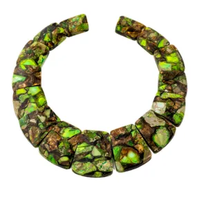 Lime Green Impression Jasper & Bronzite Graduated Collar 20x25-25x35 20-35mm - Pendant