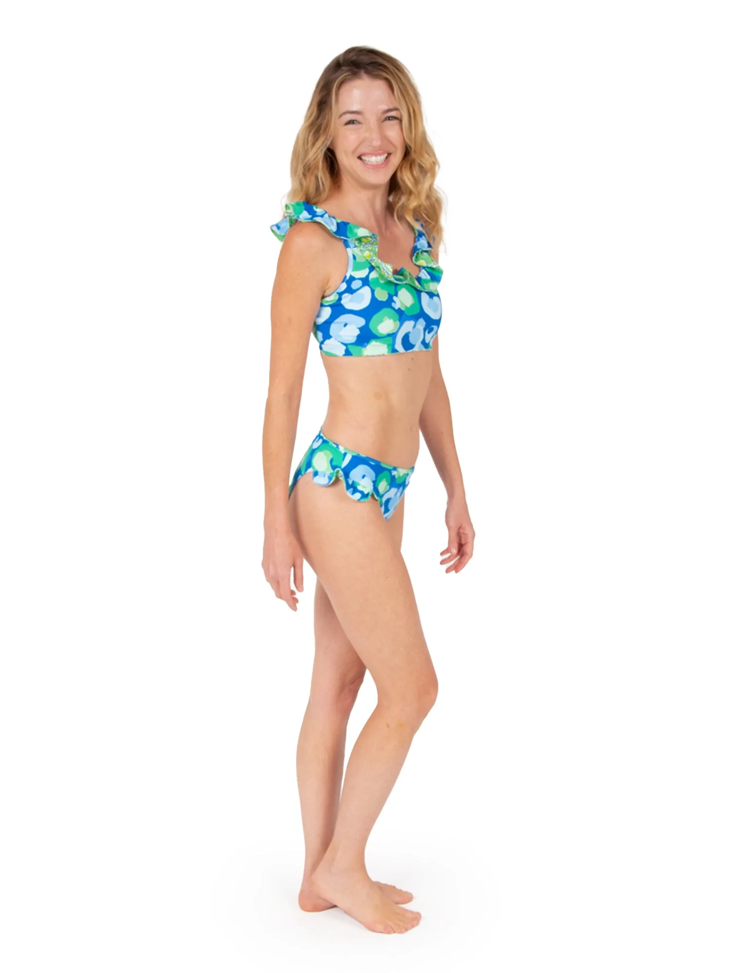 Lola Bikini Top - Sea Glass Spot Cheetah/Deco Palm