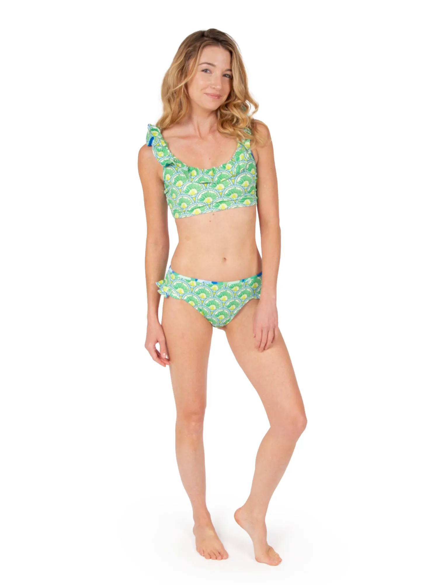 Lola Bikini Top - Sea Glass Spot Cheetah/Deco Palm