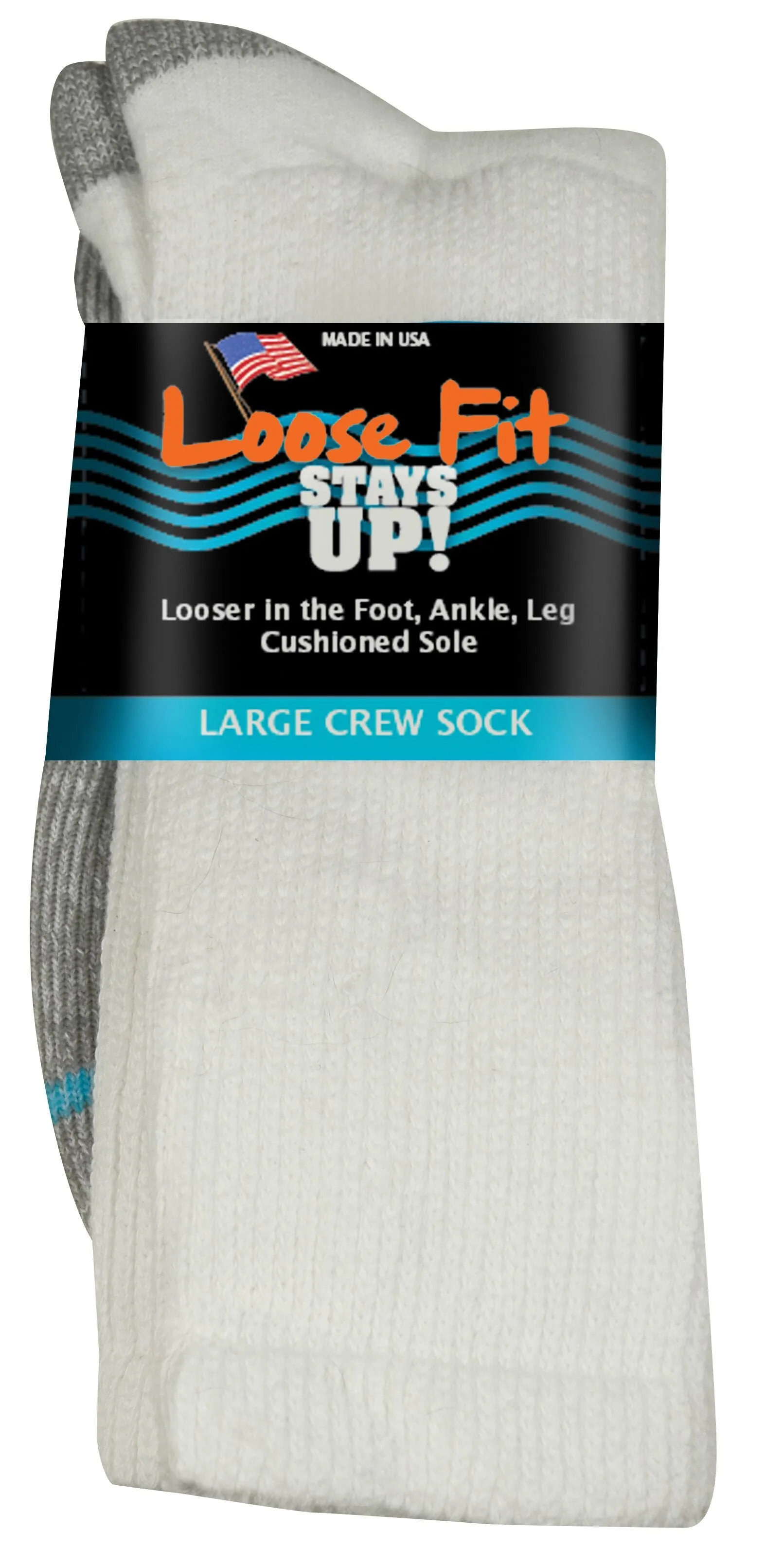 Loose Fit Stays Up Cotton Casual Crew Socks