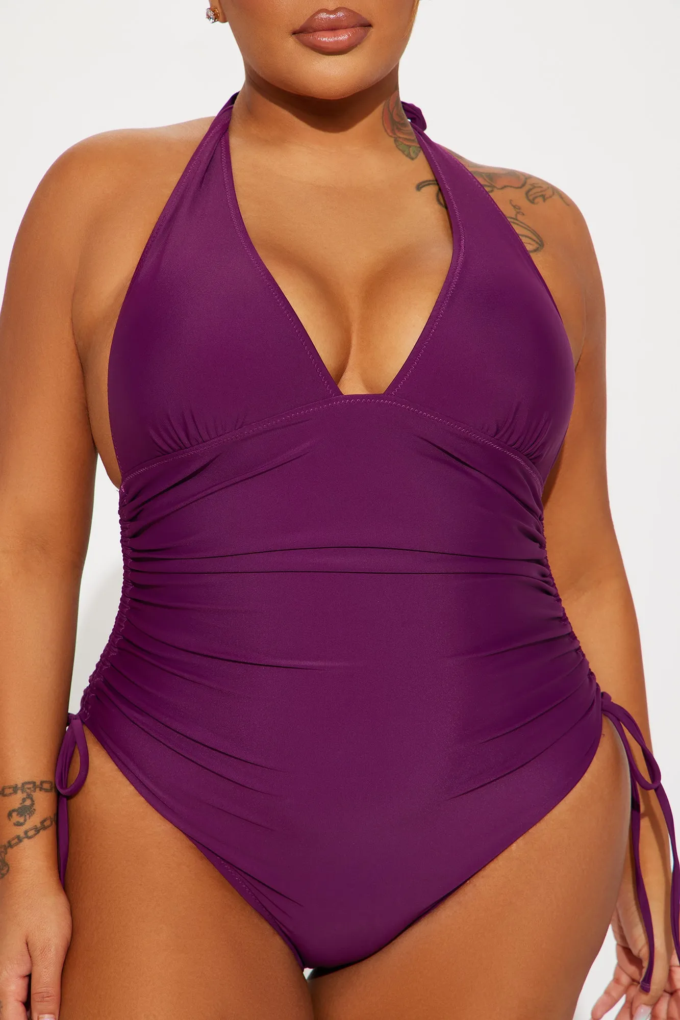 Lorraine V Neck 1 Piece Swimsuit - Purple