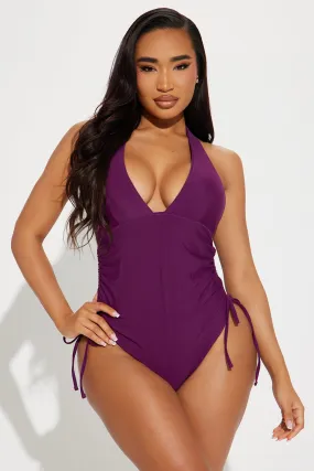 Lorraine V Neck 1 Piece Swimsuit - Purple