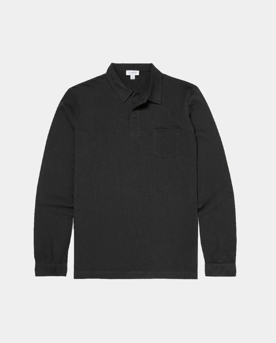 L/S RIVIERA POLO / BLACK