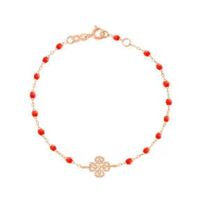 Lucky Clover Classic Gigi Coral diamond Bracelet, Rose Gold, 6.7"