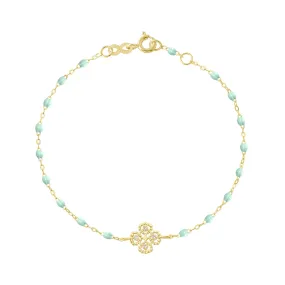 Lucky Clover Classic Gigi Jade diamond Bracelet, Yellow Gold, 6.7"