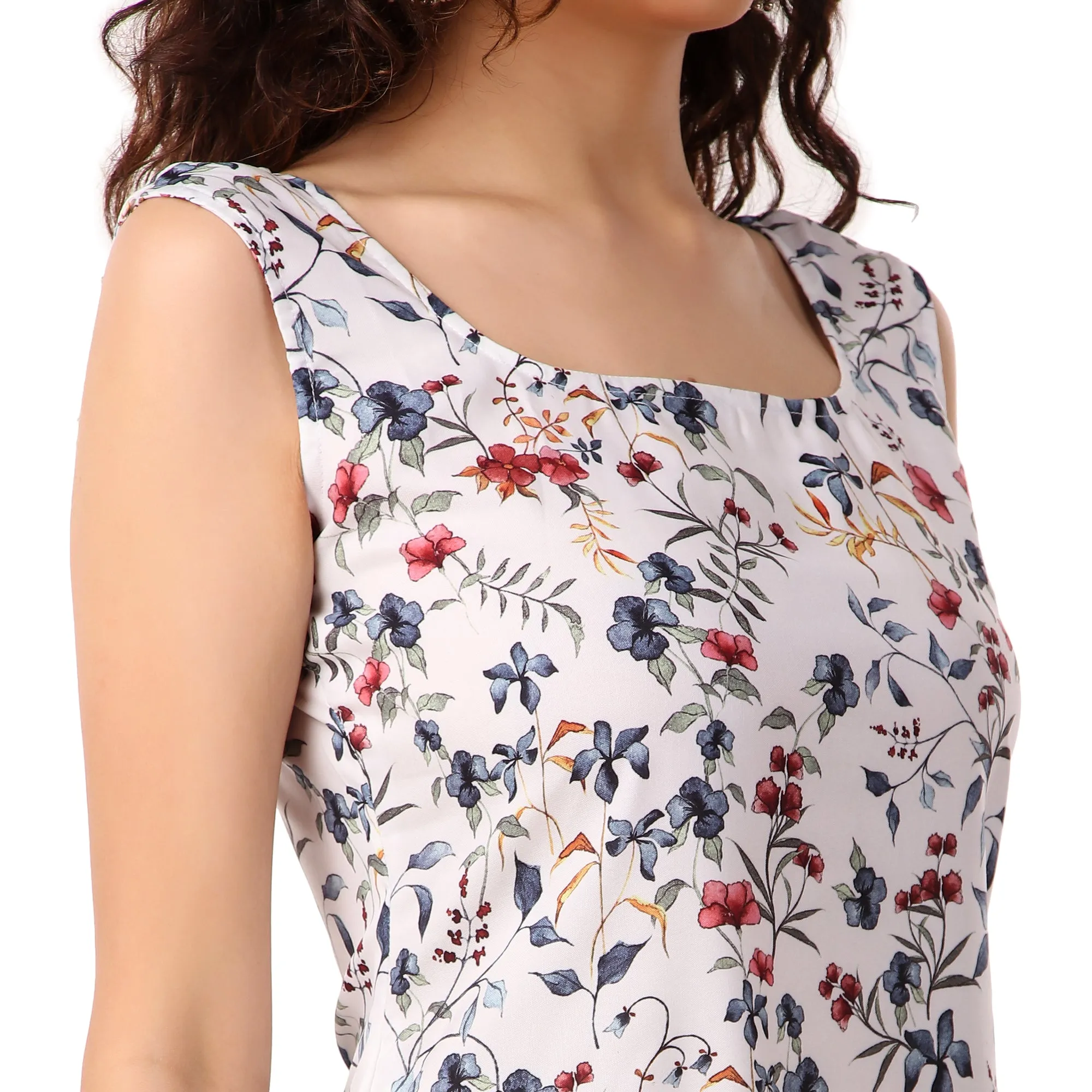 Magnetism Rayon white Floral Print Kurti