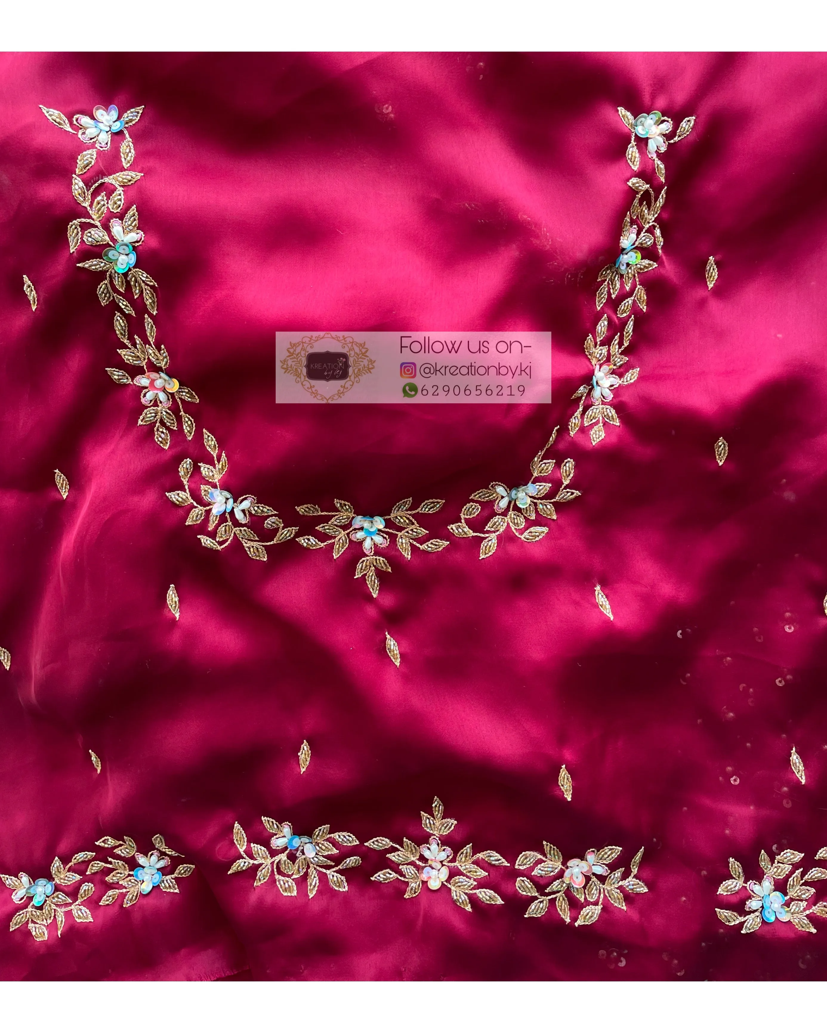 Maroon Crepe Silk Badan pe Sitare