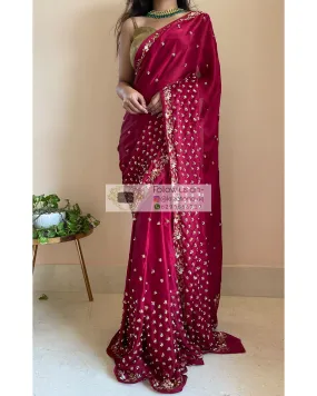 Maroon Crepe Silk Badan pe Sitare