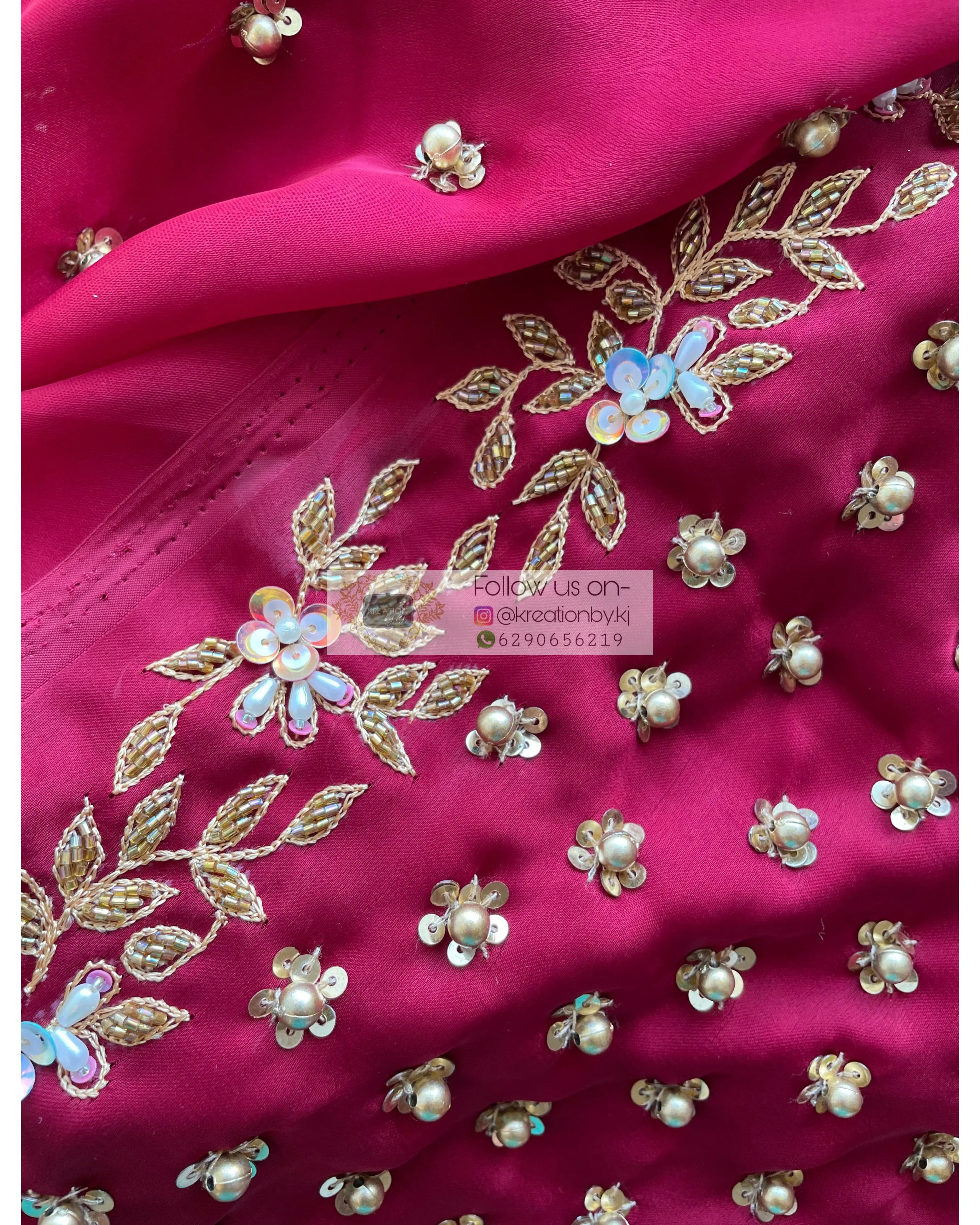 Maroon Crepe Silk Badan pe Sitare