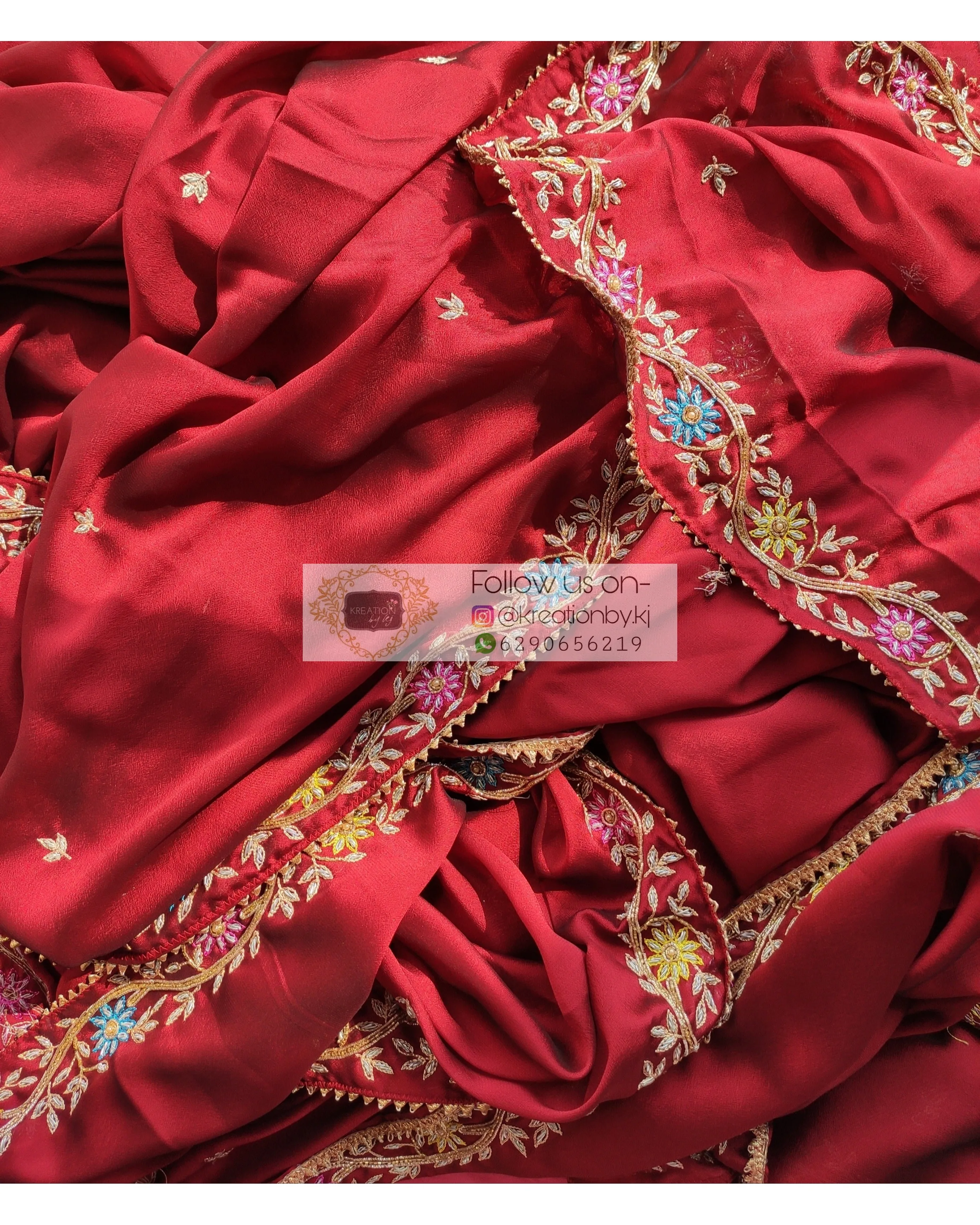 Maroon Georgette Zardozi Minakari Saree