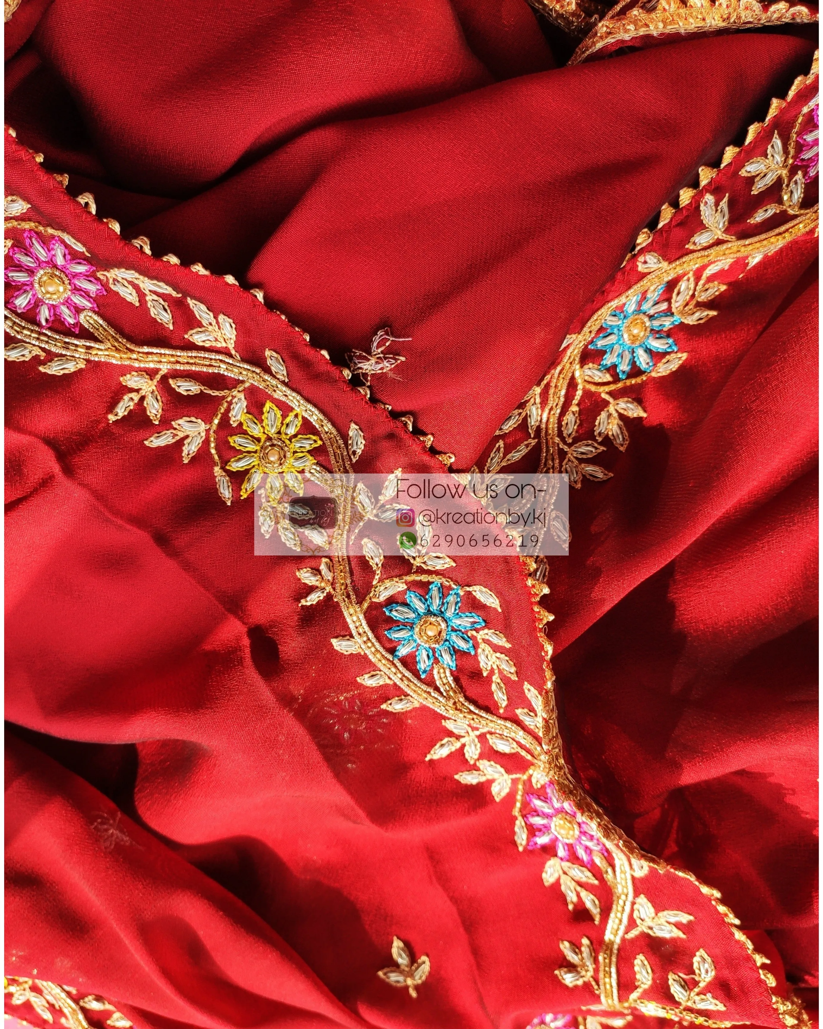 Maroon Georgette Zardozi Minakari Saree