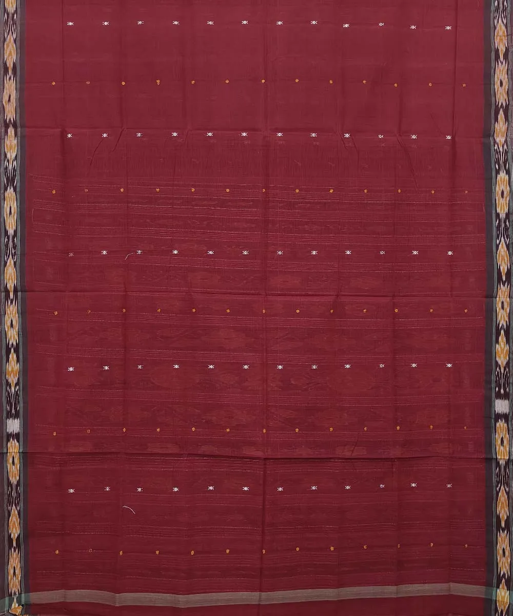 Maroon light green Cotton Handwoven Odisha Ikat Saree