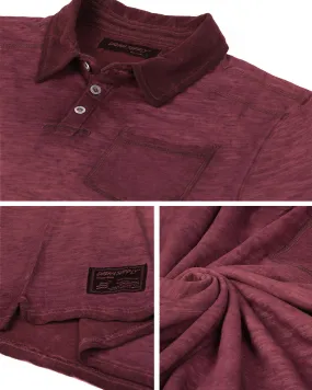 Maroon Oil Wash Vintage Pocket Polo Shirt