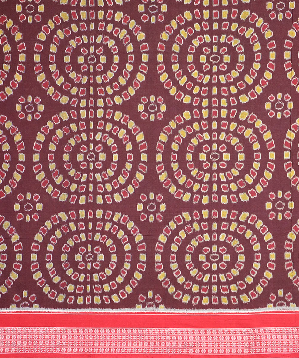 Maroon red handloom sambalpuri cotton saree