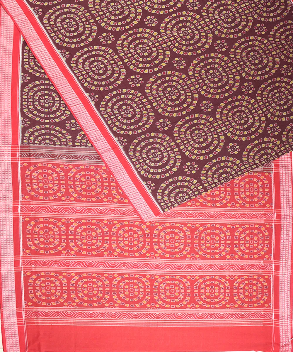 Maroon red handloom sambalpuri cotton saree