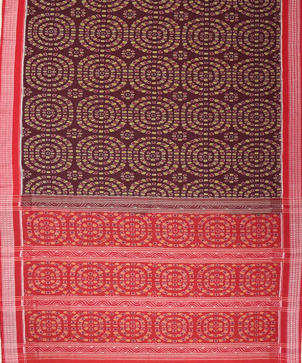 Maroon red handloom sambalpuri cotton saree