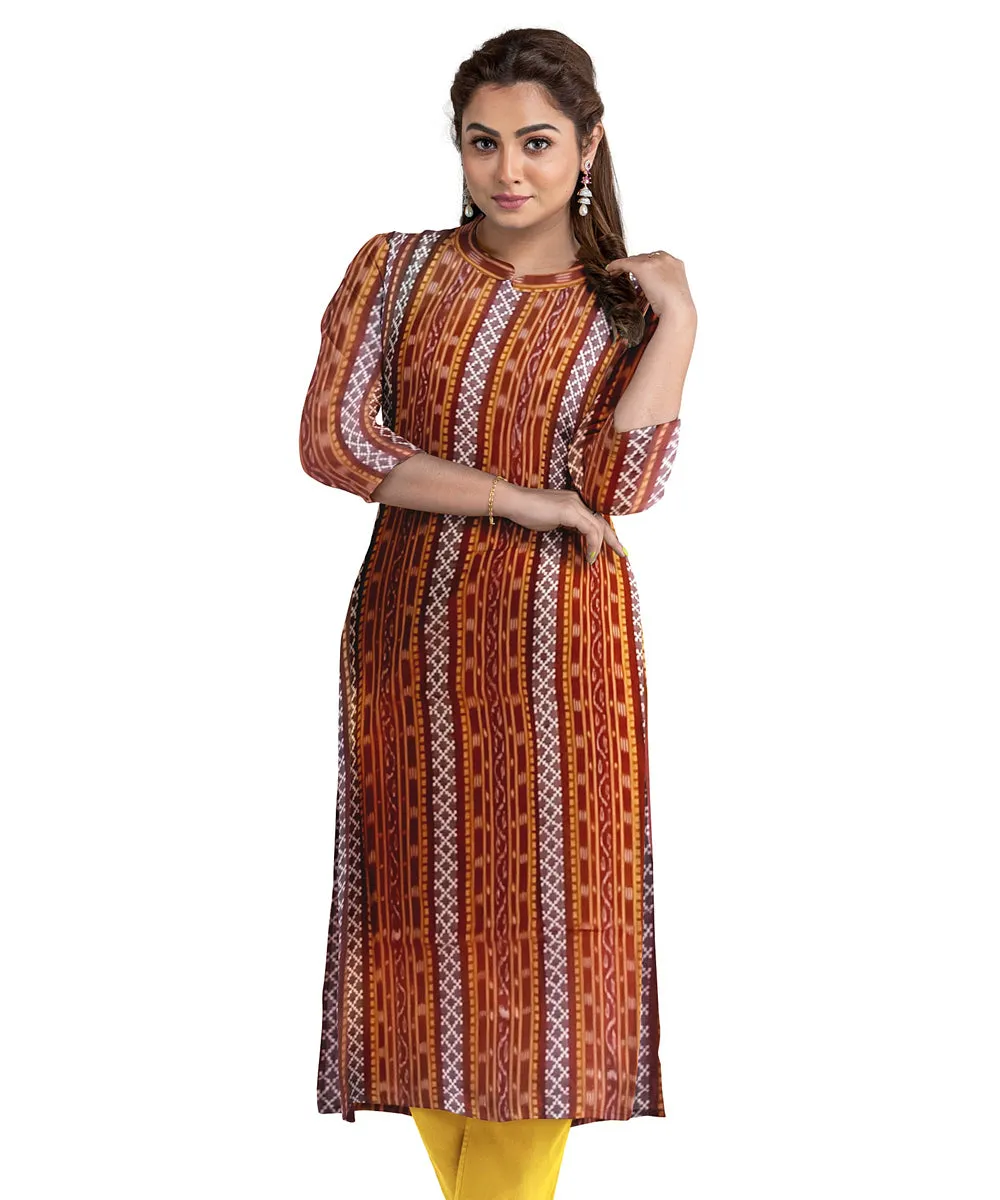 Maroon yeloow handwoven cotton nuapatna dress material