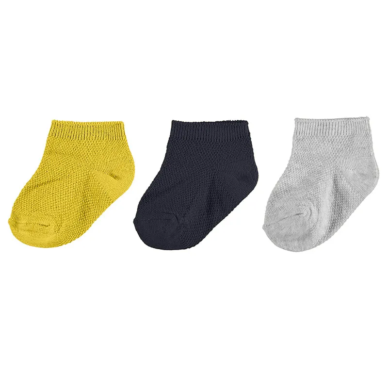 Mayoral Baby 3pc Socks_ Yellow 10172-16