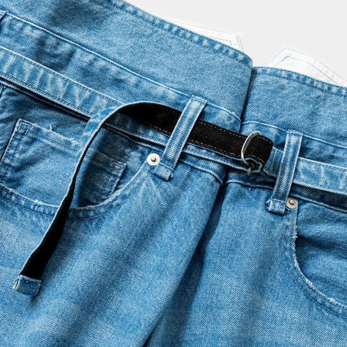 MEANSWHILE FADE DENIM WRAP PT-INDIGO