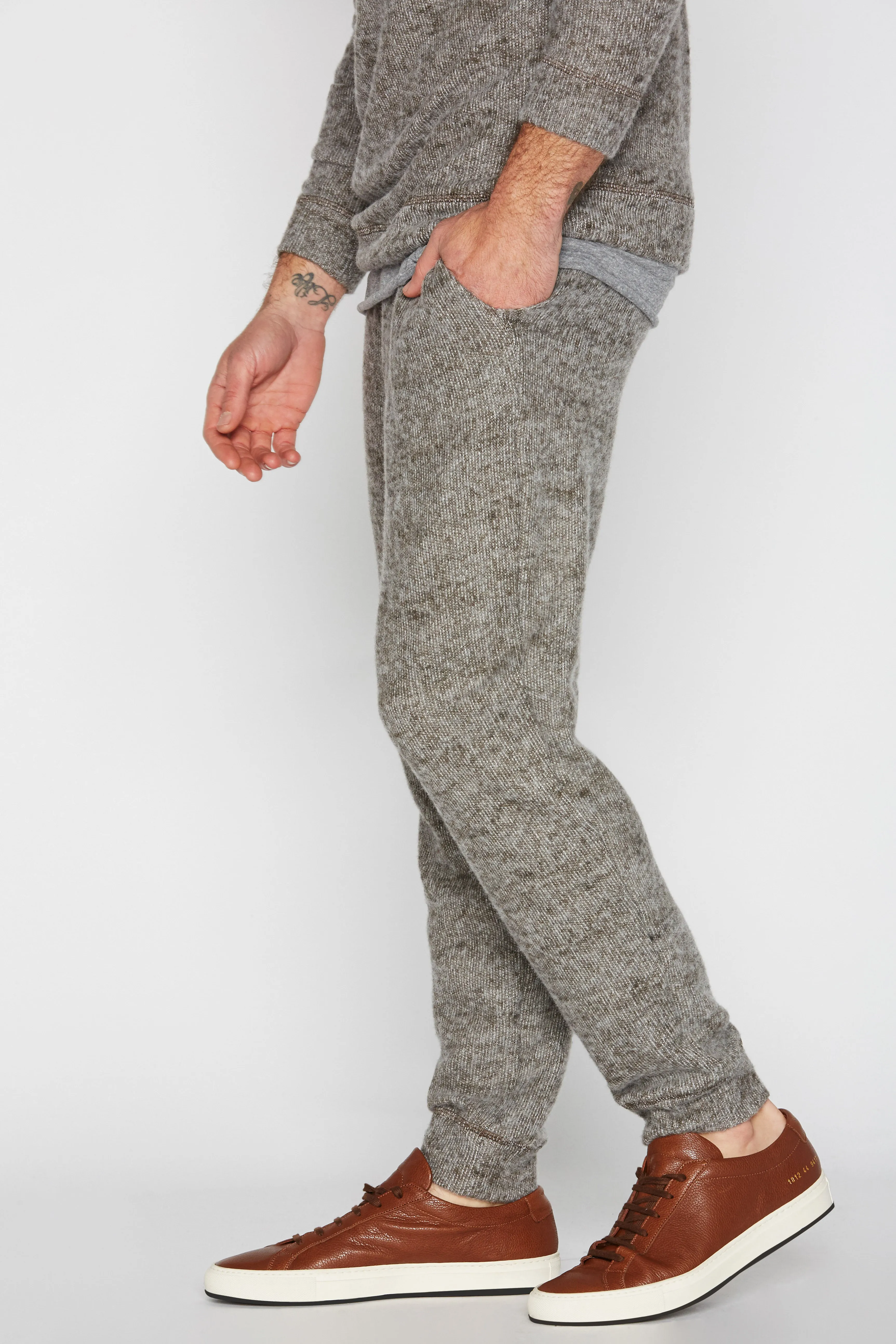 Men's Melange Knit Cinched Bottom Pant