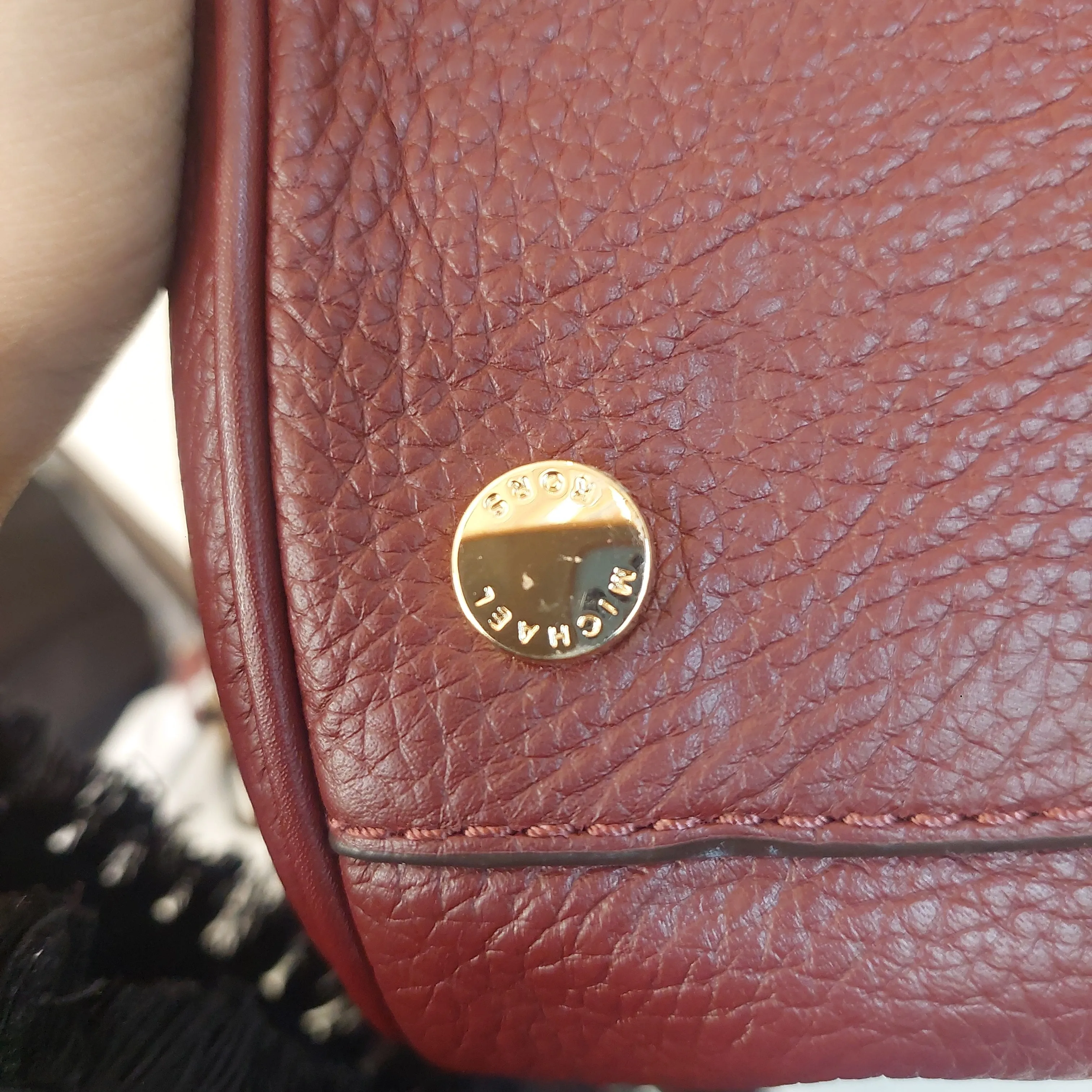 Michael Kors Maroon Pebbled Leather Dome Satchel | Brand New |