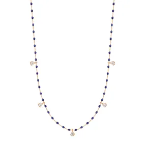 Mini Gigi Lapis necklace, Rose Gold 5 diamond, 21.7"