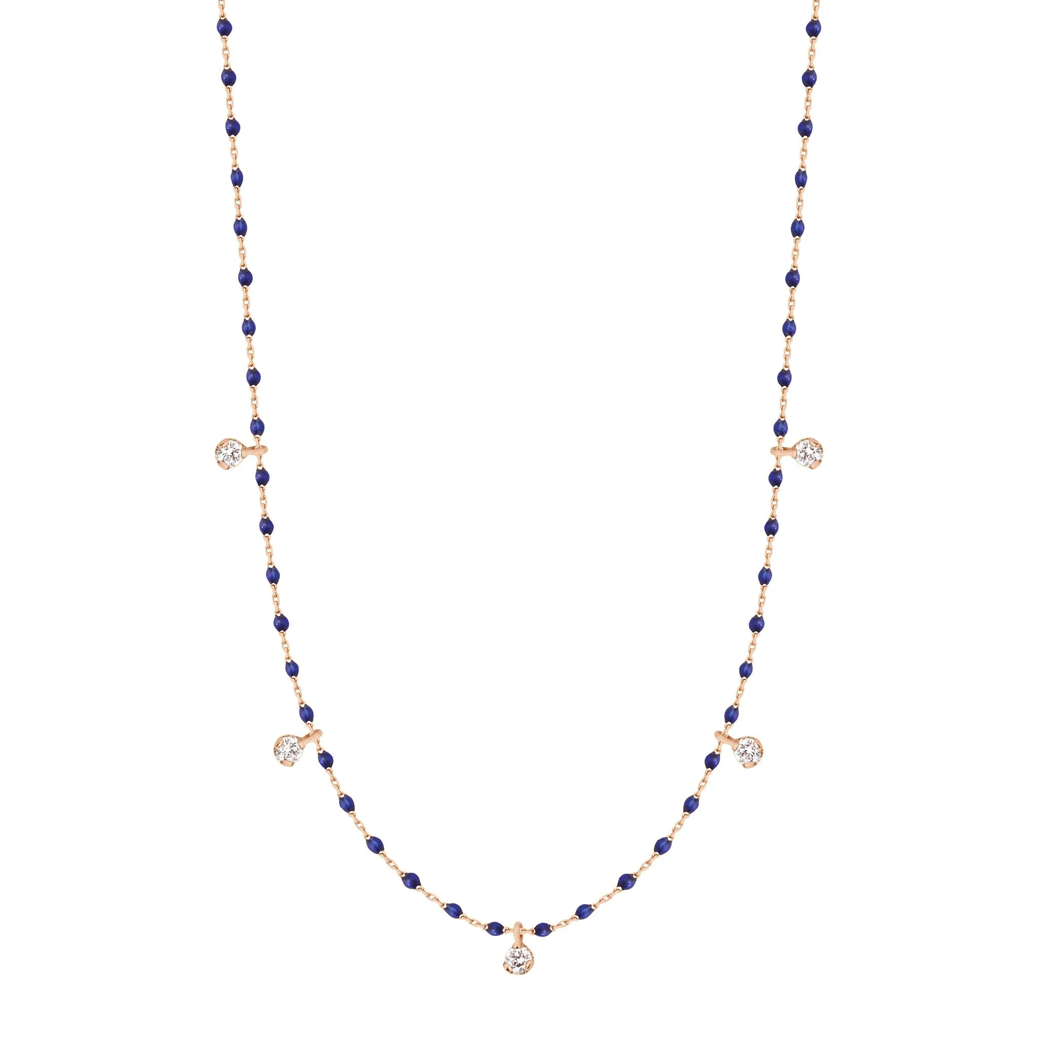 Mini Gigi Lapis necklace, Rose Gold 5 diamond, 21.7"