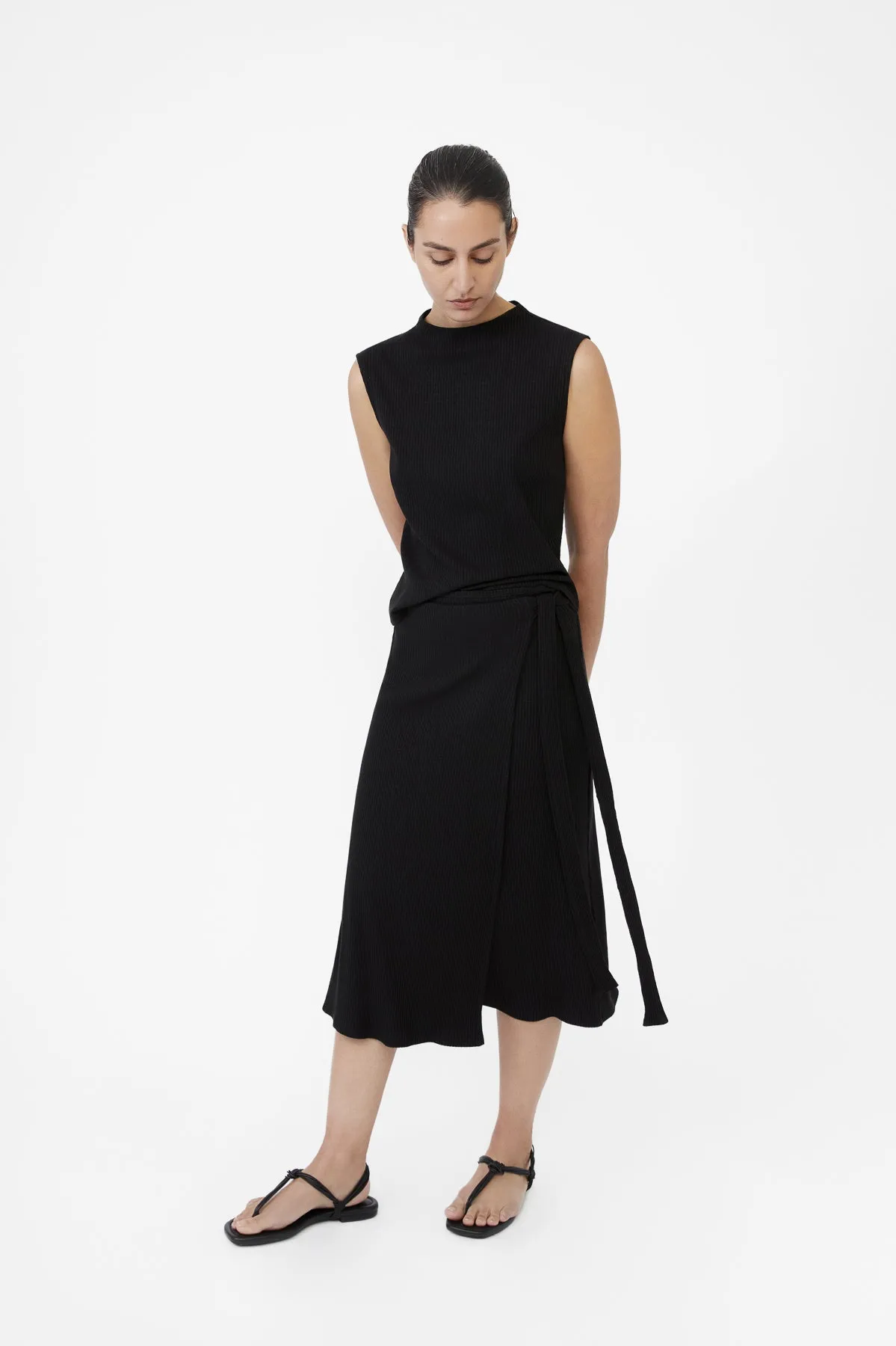 Modal Rib Knit Wrap Skirt