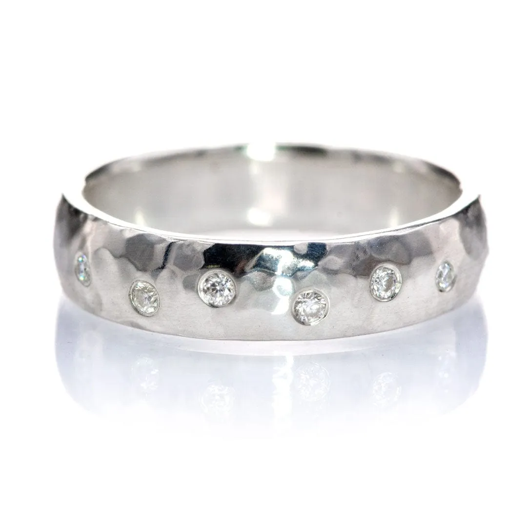 Moissanite Wedding Ring, Random Moissanite Flush Set Band