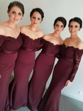 New Arrival Maroon Trumpet/Mermaid Bridesmaid Dress