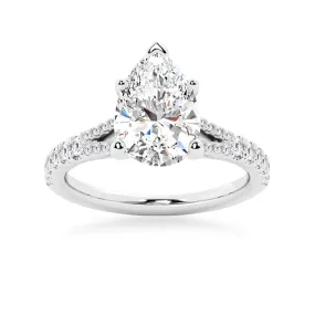 NEW Pear Shaped Split-Shank Moissanite Engagement Ring