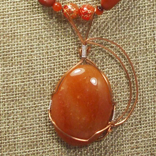 Odeda Carnelian Red Agate Cabochon Pendant Necklace