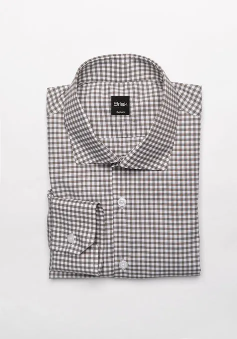 Olive Green Performance Stretch Gingham Shirt - Wrinkle Free