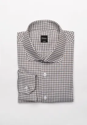 Olive Green Performance Stretch Gingham Shirt - Wrinkle Free