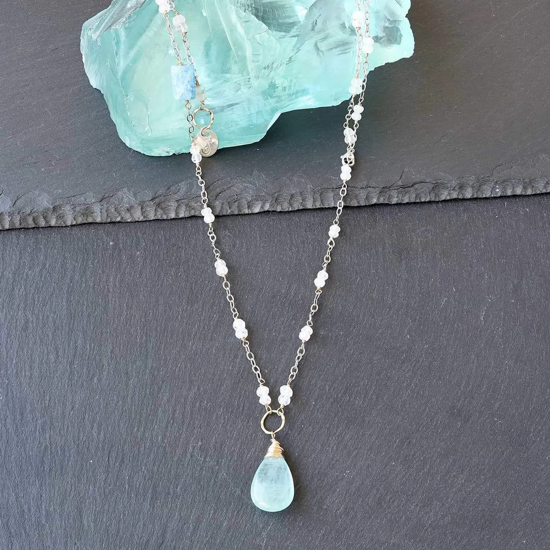 On A Clear Day - Aquamarine and Moonstone Necklace