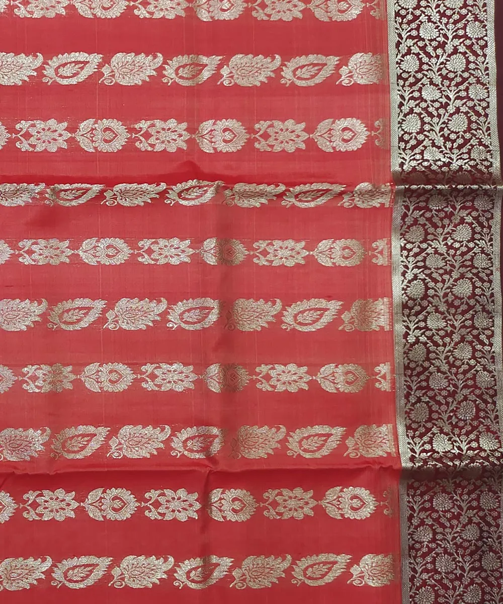 Orange maroon silk handloom venkatagiri saree