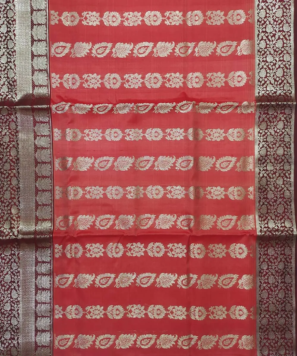 Orange maroon silk handloom venkatagiri saree