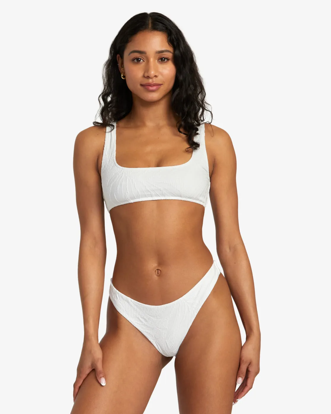 Palm Grooves Cheeky Bikini Bottoms - Whisper White