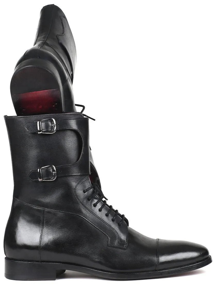 Paul Parkman Men's High Boots Black Calfskin (ID#F555-BLK)