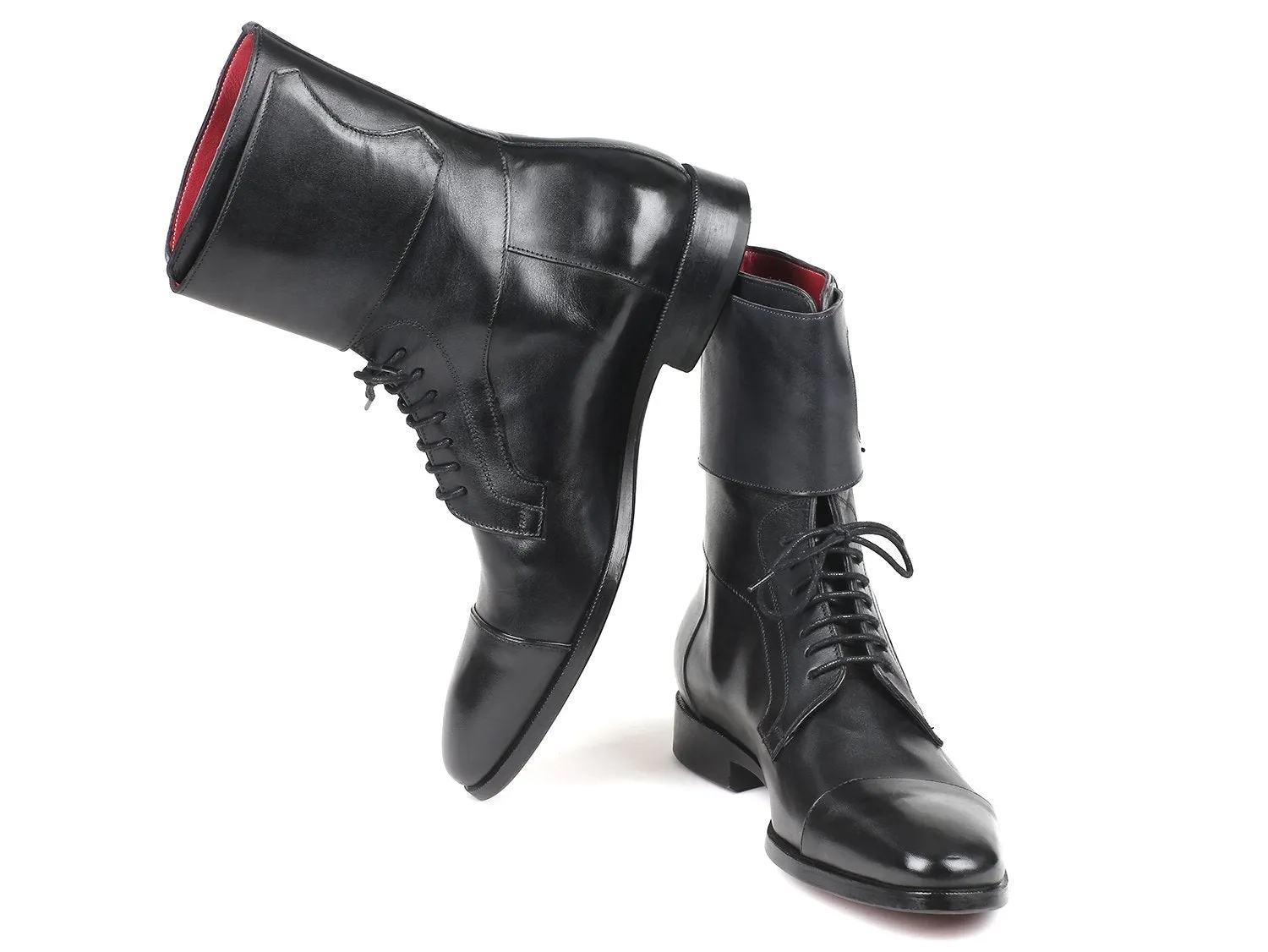 Paul Parkman Men's High Boots Black Calfskin (ID#F555-BLK)